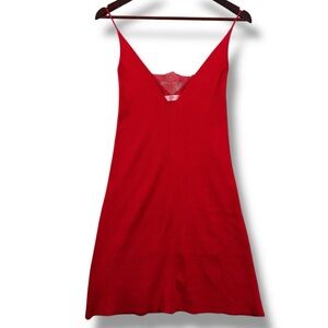 Ryan Roche Red Ribbed Lace Bust Dress